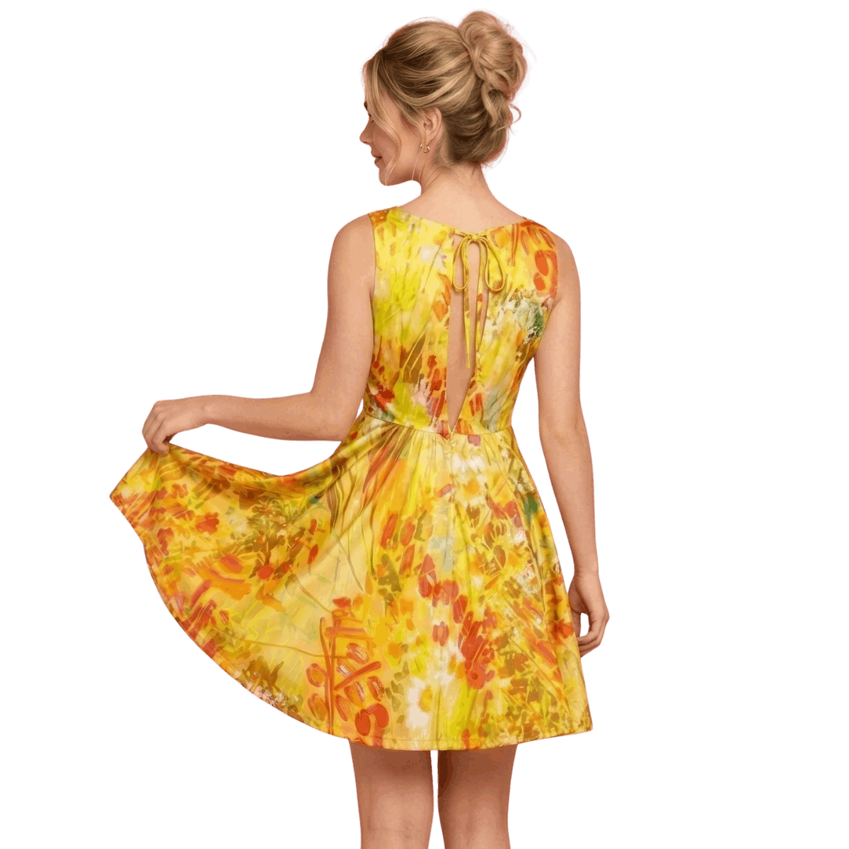 Yellow Floral Skater Dress