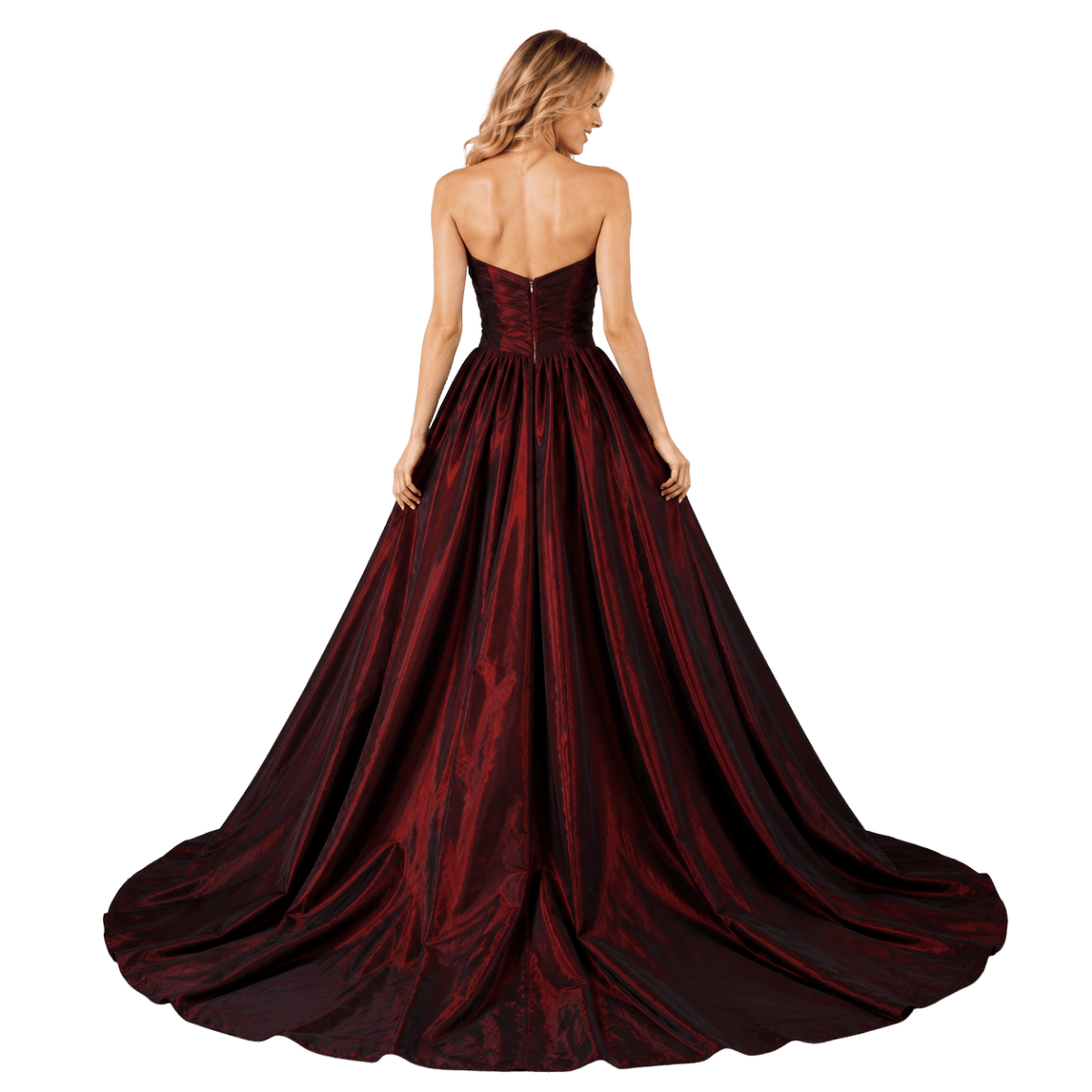 Burgundy Taffeta Ball Gown