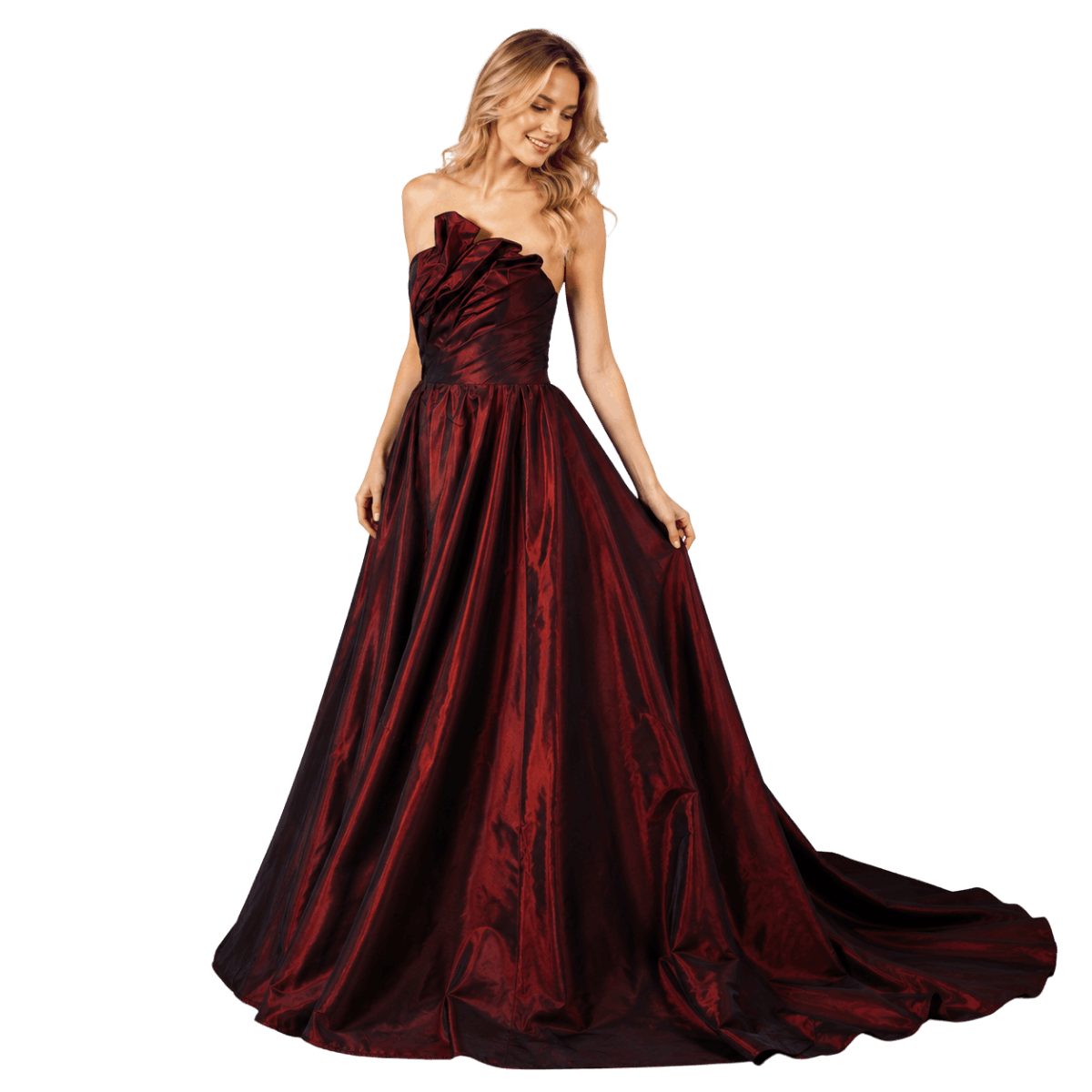 Burgundy Taffeta Ball Gown